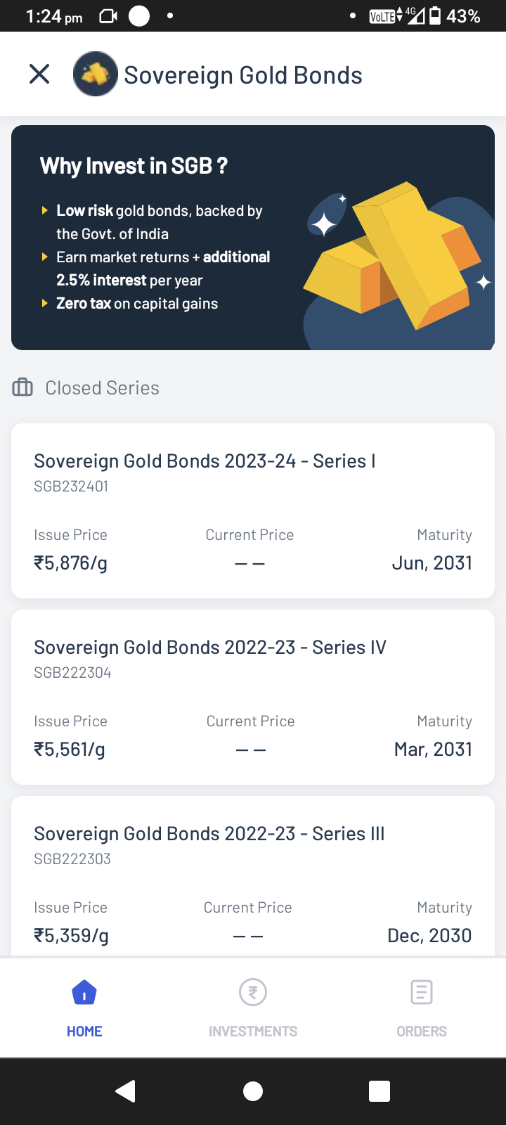 SGB buying feature of Angel One app